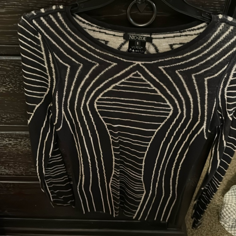 Nic + Zoe Geometric Reversible Sweatee Sz Small